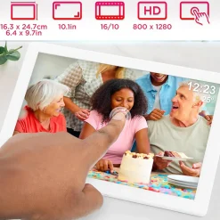 PF1D WE Cadre photo numérique connecté Frameo Ecran tactile 10,1 pouces Haute résolution 1200 x 800 px Mémoire 32Go USB-C Duronic
