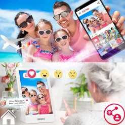 PF1D WE Cadre photo numérique connecté Frameo Ecran tactile 10,1 pouces Haute résolution 1200 x 800 px Mémoire 32Go USB-C Duronic
