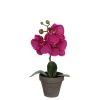Phalaenopsis violet artificiel ø12 x h.26 cm en pot Stan gris ø9 cm