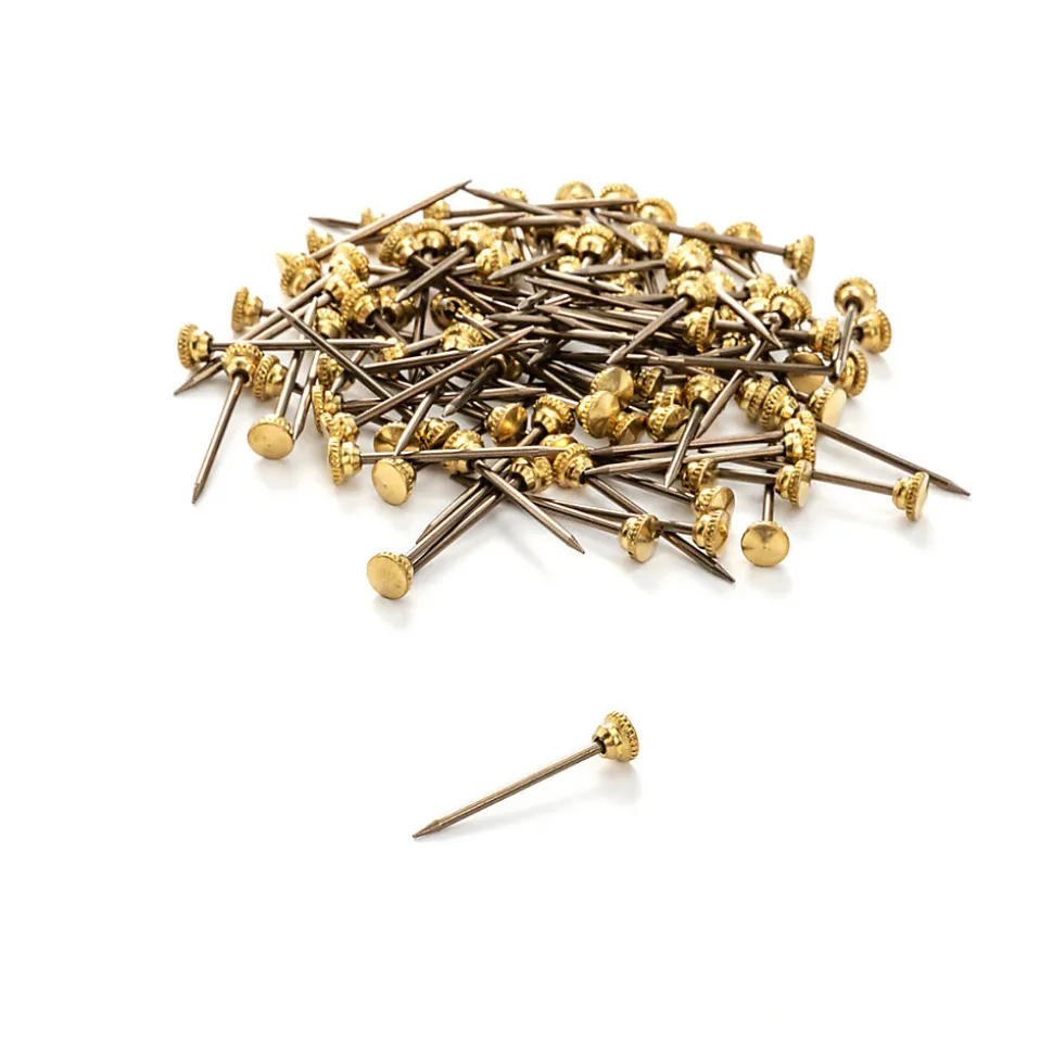 Épingle de rechange en acier et tête en laiton inarrachable Le Crochet X vendue par 12 pièces