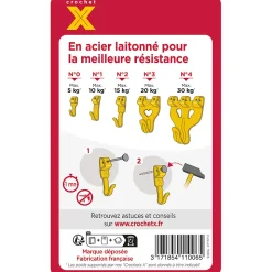 Épingle de rechange en acier et tête en laiton inarrachable Le Crochet X vendue par 12 pièces