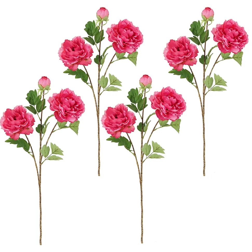 Pivoine artificielle en tige rose 70cm lot de 4