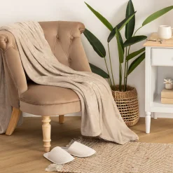 Plaid - flanelle - beige - 130x180 cm - Atmosphera