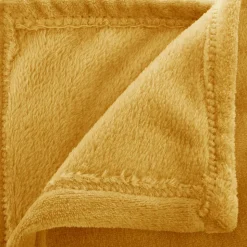 Plaid - flanelle - jaune ocre - 130x180 cm - Atmosphera