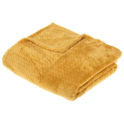 Plaid - flanelle - tressé - 125x150 - Jaune- Atmosphera
