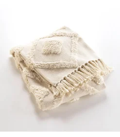 Plaid à franges tufté Inca 125x150cm - 125x150cm - Naturel