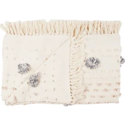 Plaid - Home Deco Factory - Tufte - Ultradoux - Blanc Et Gris - 125 X 150 Cm