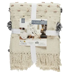 Plaid - Home Deco Factory - Tufte - Ultradoux - Blanc Et Gris - 125 X 150 Cm