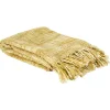 Plaid - Home Deco Factory - Grosse Maille - Chunky - Jaune - 125 X 150 Cm
