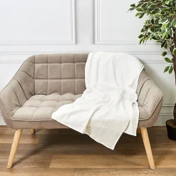 Plaid - Home Deco Factory - Gaze De Coton - Blanc - 120 X 150 Cm