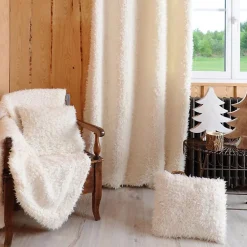 Plaid - Mouton - Blanc - 130x160 cm - 100% polyester - Style Scandinave Moderne