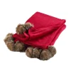Plaid à pompons doux - 150 x 125 cm - Rouge