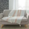 Plaid à Pompons "Indira" 125x150cm Rose
