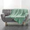 Plaid ultra doux 180 x 220 cm Flanelle Unie Flanou Sauge