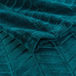 Plaid 180 x 220 cm en flanelle relief uni Modèle ARYA Coloris Bleu