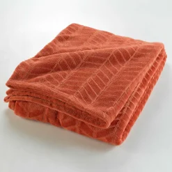 Plaid 180 x 220 cm en flanelle relief uni Modèle ARYA Coloris Terracotta