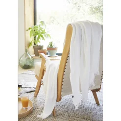 Plaid 130 x 160 cm en quadruple gaze de coton blanc - PEPA 1