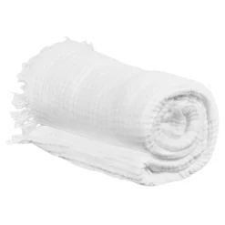 Plaid 130 x 160 cm en quadruple gaze de coton blanc - PEPA 1