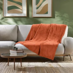 Plaid 125 x 150 cm flanelle unie FLANOU Terracotta