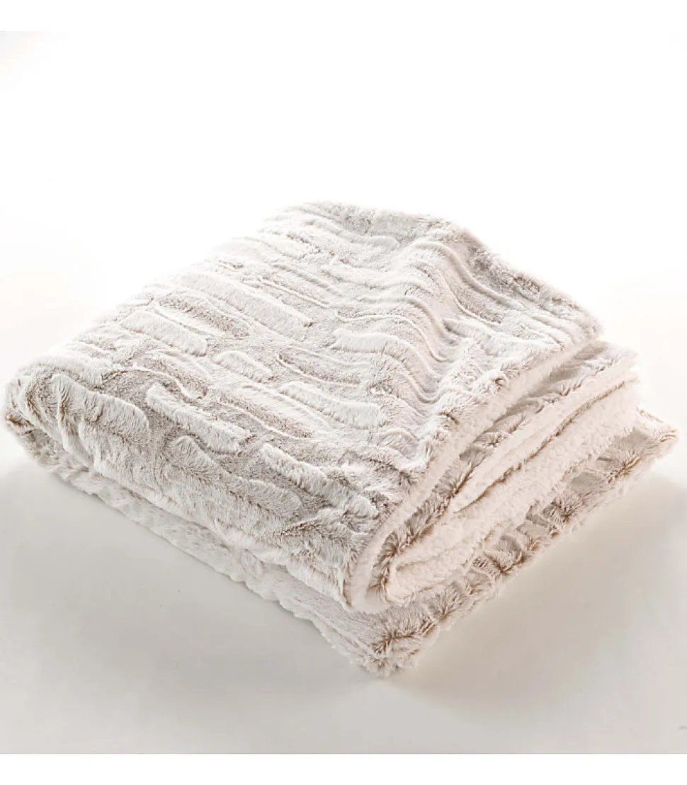 PLAID 180 x 220 CM IMITATION FOURRURE,SHERPA LYNX - 180x220cm - Beige