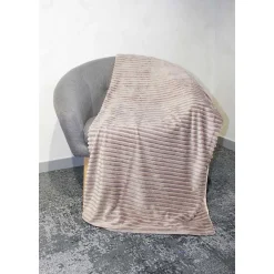 Plaid 165 x 125 cm marron glacé en velours côtelé doux - BOREAL