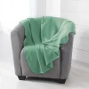 Plaid 125 x 150 cm Polaire Uni MILOU Sauge Finition Point Cavalier