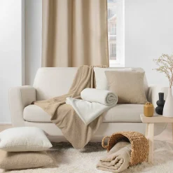 Plaid (125 x 150 cm) Wooly Terracotta, Bouclette Unie WOOLY (125x150 cm - Beige)