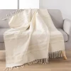 Plaid a franges 125 x 150 cm coton jacquard+fils metallises doreline Sans