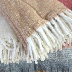 Plaid aspect mohair 100% polyester recyclé 130x180 cm HYGGE Marron caramel