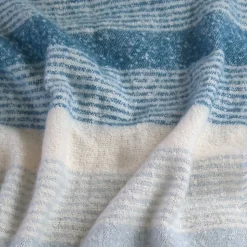 Plaid aspect mohair 100% polyester recyclé 130x180 cm HYGGE Rayé bleu