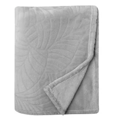 Plaid Avery palm gris JBY Creation L.180 x l.120 cm