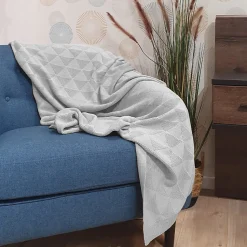 Plaid bébé tricot en coton gris clair 100 x 150 cm - TRIXIE 6767