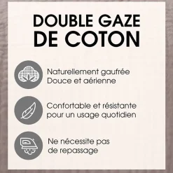 Plaid bi-colore 130x170 cm VENCE 100% gaze de coton rose thé