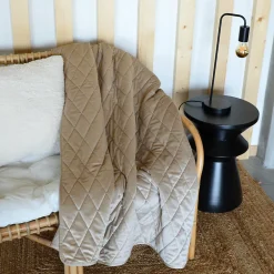 Plaid Canapé en velours matelassé (125x160 cm - Naturel)