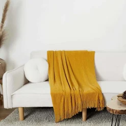 Plaid chenille en polyester avec franges 120x150 cm