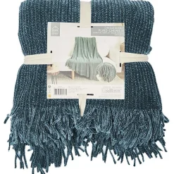 Plaid chenille en polyester avec franges 120x150 cm