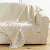 Plaid coton écru 125x150cm "Golden Sunset" - 125x150cm - Ecru