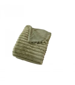Plaid côtelé olive effet fourrure Matisse - 125x150cm - Vert olive