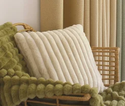 Plaid côtelé olive effet fourrure Matisse - 125x150cm - Vert olive