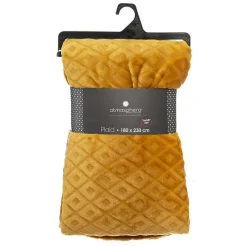 Plaid 3D Losange en flanelle - jaune moutarde 180x230 cm - Atmosphera