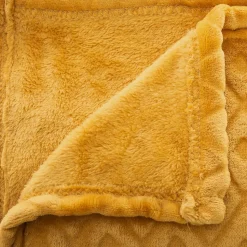 Plaid 3D Losange en flanelle - jaune moutarde 180x230 cm - Atmosphera