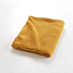 Plaid Déco Uni "Tricotine" 125x150cm Ocre