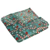 Plaid de Noël motif houx - 130 x 180 cm - Vert et rouge