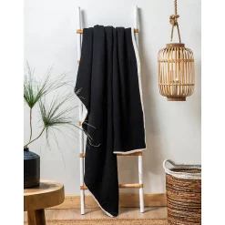 Plaid double gaze sherpa noir 130x180