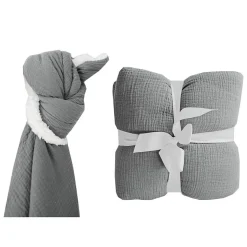 Plaid double gaze sherpa gris souris 130x180