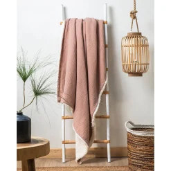 Plaid double gaze sherpa taupe 130x180