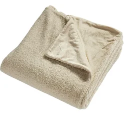 Plaid doux effet bouclette blanc écru L.200 x l.150cm