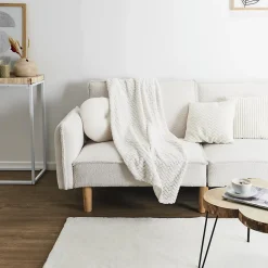 PLAID EFFET CHEVRON CREME 120X150CM M8
