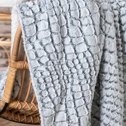 Plaid effet fourrure motif serpent gris L.220 x l.200cm Deco&co