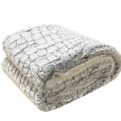 Plaid effet fourrure motif serpent gris L.220 x l.200cm Deco&co